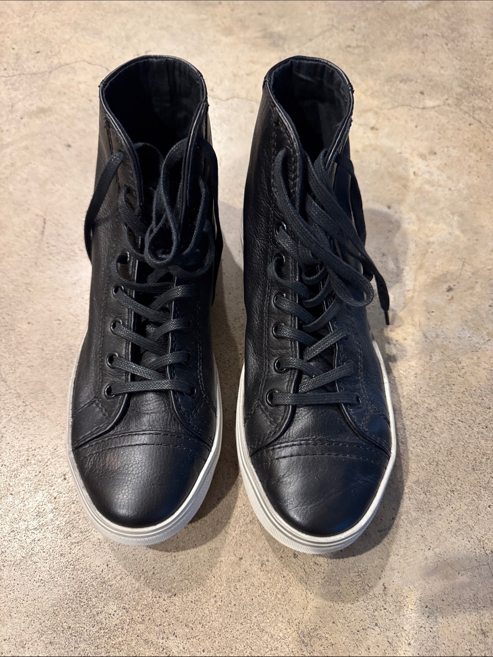 KOIO Black Leather High-Top Ankle Boots with White Sole